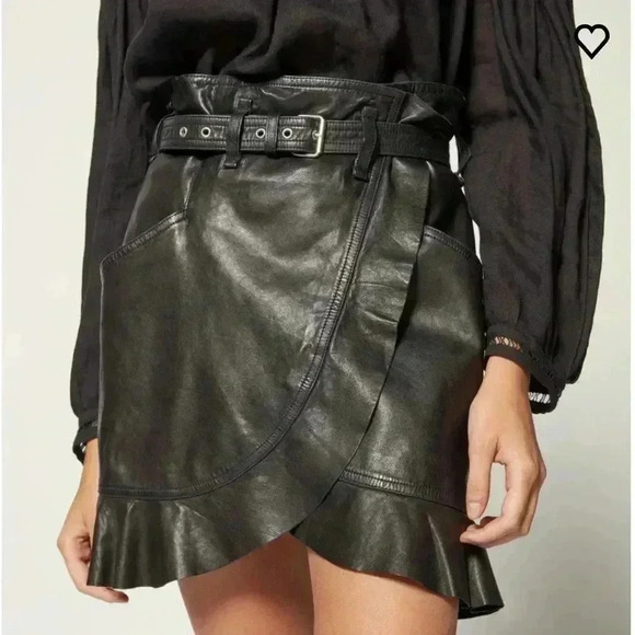 Isabel Marant Dark Leather Mini Skirt - Picture 2 of 8
